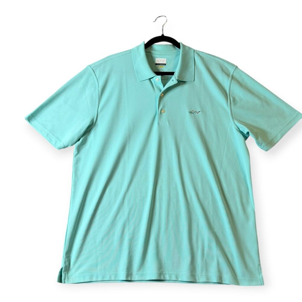 Greg Norman Play Dry Polo Golf Shirt, Light Turquoise, Men's XL